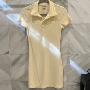 Aritzia TNA Crest Small Terry Dress in Butter Yellow NWT